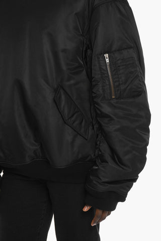 Bomber Satinato con Spalla Scesa
