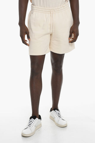 Drawstring Waist Fleeced-Cotton Shorts