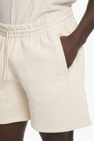 Drawstring Waist Fleeced-Cotton Shorts