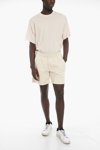 Drawstring Waist Fleeced-Cotton Shorts