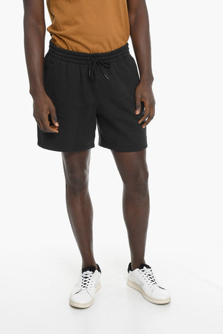 Drawstring Waist Fleeced-Cotton Shorts