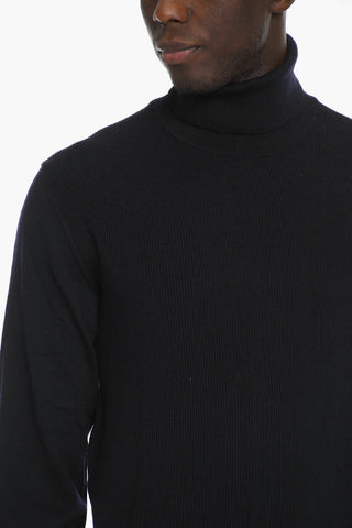 Ribbed Virgin Wool Turtleneck Sweater
