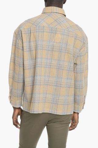 Plaid Motif Virgin Wool Shirt with Breast Pocket