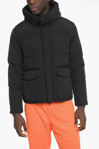 Hooded Down Jacket with Flap Pockets