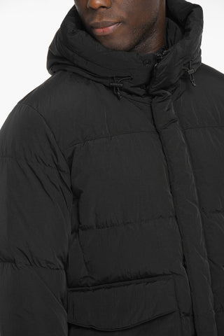 Hooded Down Jacket with Flap Pockets
