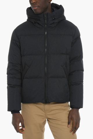 Hooded Down Jacket with Buttoned Pockets