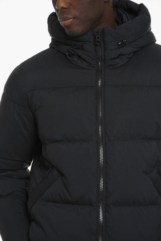Hooded Down Jacket with Buttoned Pockets