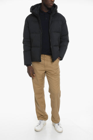 Hooded Down Jacket with Buttoned Pockets