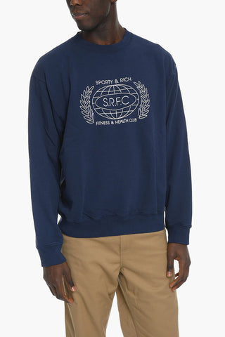 Front Printed Solid Color Crew-neck Sweatshirt