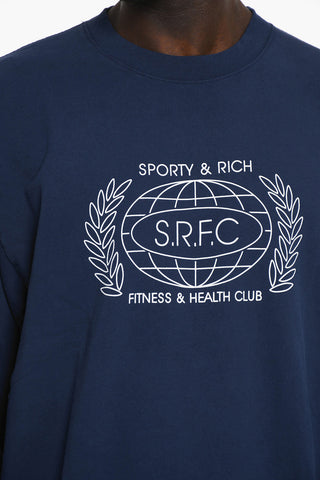 Front Printed Solid Color Crew-neck Sweatshirt