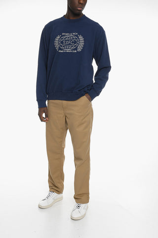 Front Printed Solid Color Crew-neck Sweatshirt
