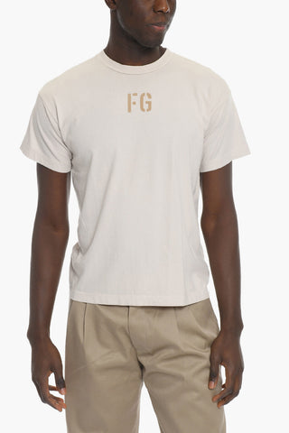 Solid Color Crew-neck T-Shirt with Embossed Monogram