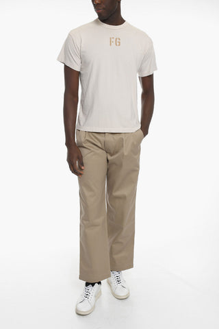 Solid Color Crew-neck T-Shirt with Embossed Monogram