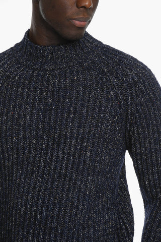 Maglia a Collo Alto  Melange in Misto Lana Vergine