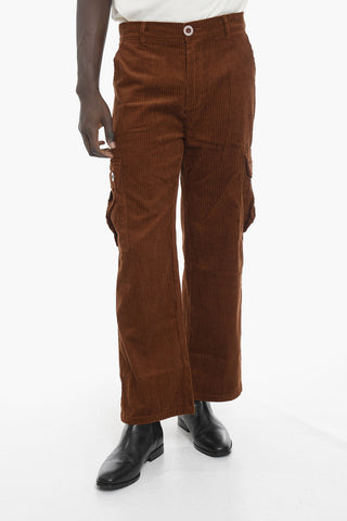 Pantaloni Cargo in Velour a Coste 