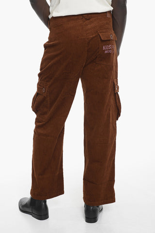 Pantaloni Cargo in Velour a Coste 