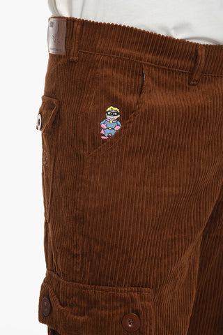 Pantaloni Cargo in Velour a Coste 