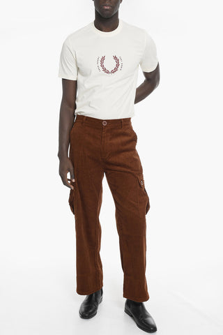 Pantaloni Cargo in Velour a Coste 