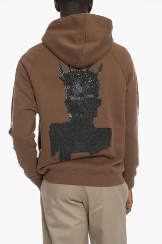 JEAN-MICHAEL BASQUIAT Printed Fleeced Cotton RACING SELF-PORTRAIT EARTH Hoodie
