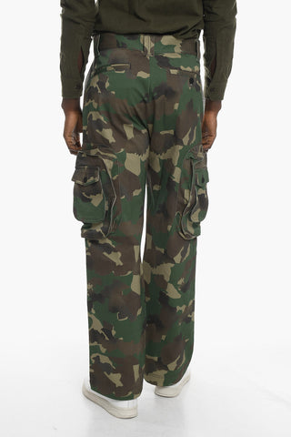 Pantaloni Cargo in Cotone con Motivo Camouflage