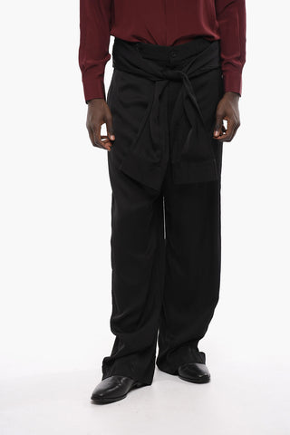 Draped Baggy Trousers with Self-tie Detail