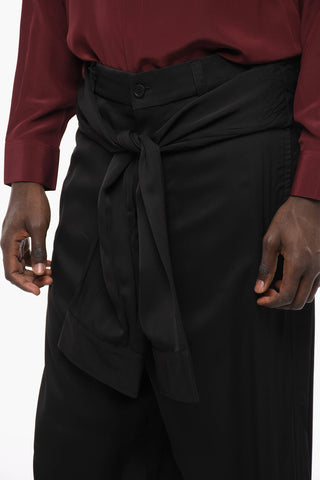 Draped Baggy Trousers with Self-tie Detail