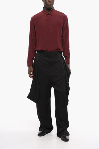 Draped Baggy Trousers with Self-tie Detail