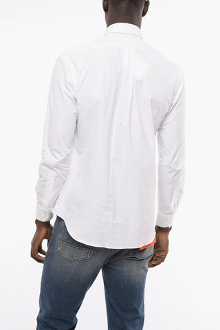 Solid Color Button-Down Collar Shirt with Breast Pocket