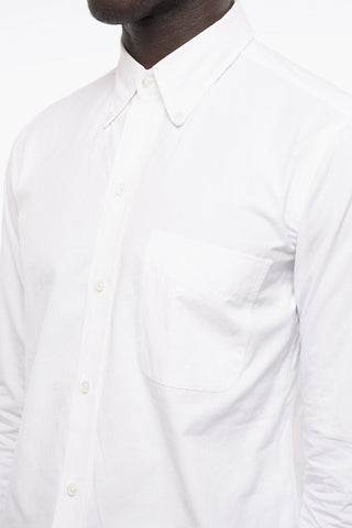 Solid Color Button-Down Collar Shirt with Breast Pocket