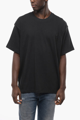 Embossed Logo Crew-Neck Solid Color T-shirt