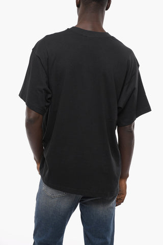 Embossed Logo Crew-Neck Solid Color T-shirt
