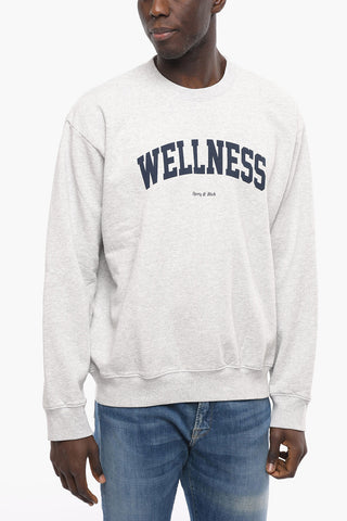 Fleeced Cotton Crew-neck Sweatshirt with Contrasting Print