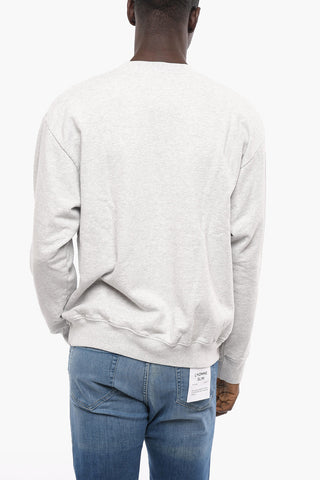 Fleeced Cotton Crew-neck Sweatshirt with Contrasting Print