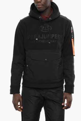 Logoed Fleece Anorak with Nylon Details