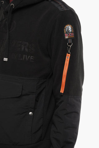 Logoed Fleece Anorak with Nylon Details