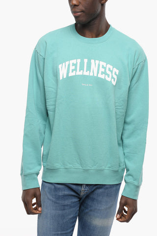 Solid Color Crew-neck Sweatshirt with Contrasting Print
