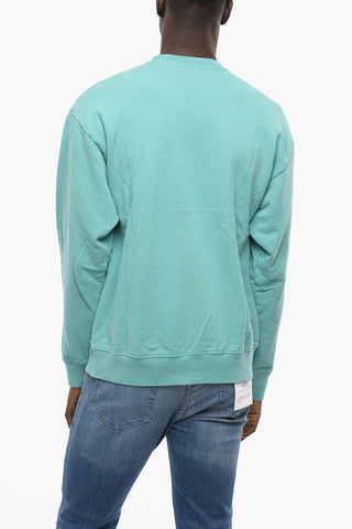 Solid Color Crew-neck Sweatshirt with Contrasting Print