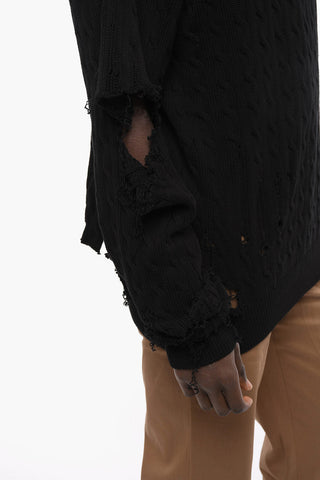 High-neck Sweater DESTROY CABLE with Logo Embroidered