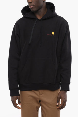 Fleeced Cotton AMERICAN SCRIPT Hoodie with Embroidered Logo