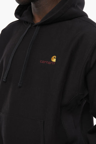 Fleeced Cotton AMERICAN SCRIPT Hoodie with Embroidered Logo