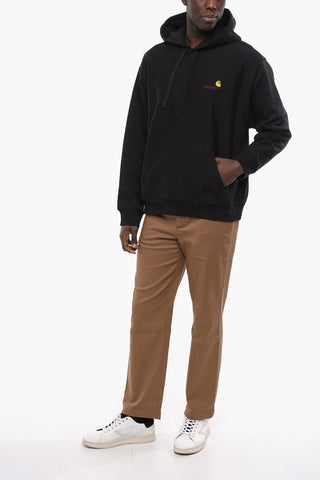Fleeced Cotton AMERICAN SCRIPT Hoodie with Embroidered Logo