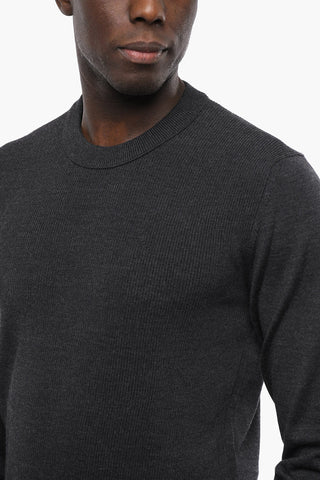 Ribbed Virgin Wool Crew-neck Sweater