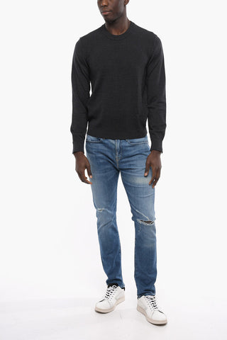 Ribbed Virgin Wool Crew-neck Sweater