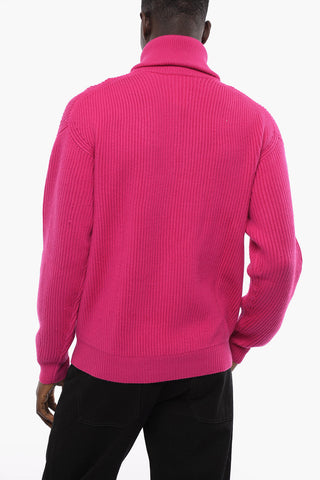 Turtle-neck Merino Wool Sweater with Half Zip