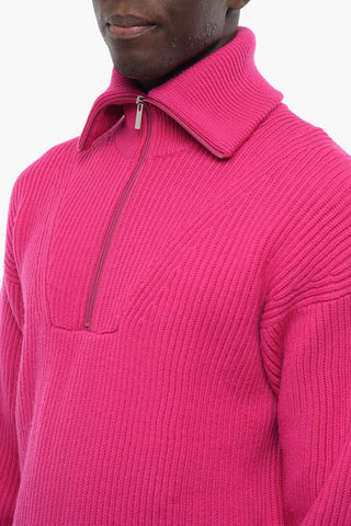 Turtle-neck Merino Wool Sweater with Half Zip