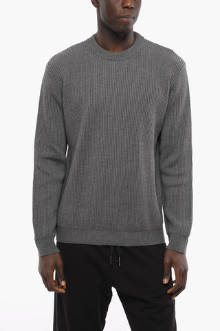 Maglia Girocollo in Lana Merino a Costine