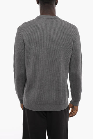 Maglia Girocollo in Lana Merino a Costine