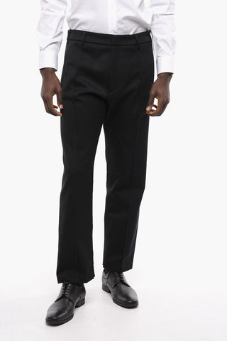Wool Slim Fit Single-pleated Pants with Ankle Zip