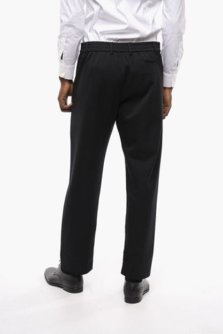 Wool Slim Fit Single-pleated Pants with Ankle Zip