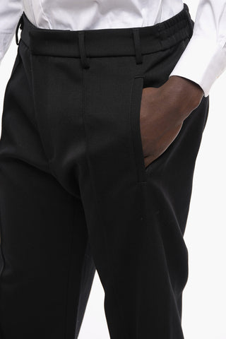 Wool Slim Fit Single-pleated Pants with Ankle Zip